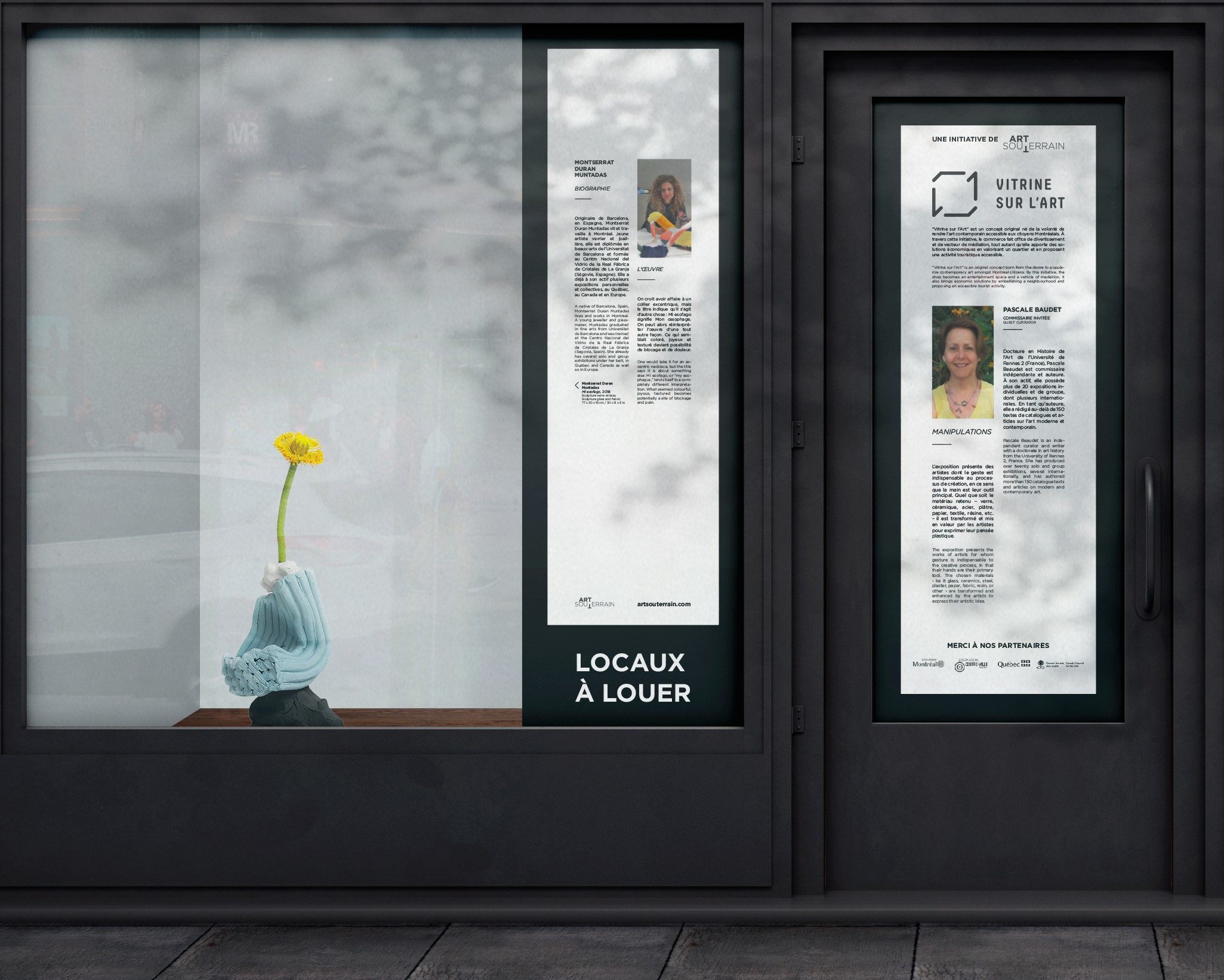 Mockup de deux cartels d'informations pour l'exposition